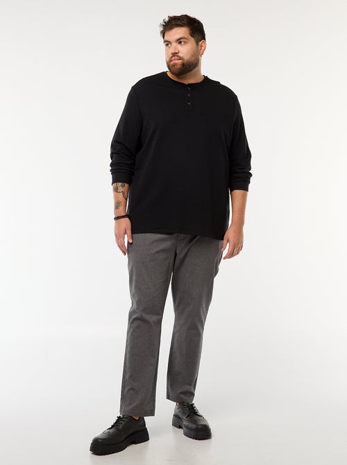 Camiseta de punto con mangas largas y cuello tunecino - Kiabi