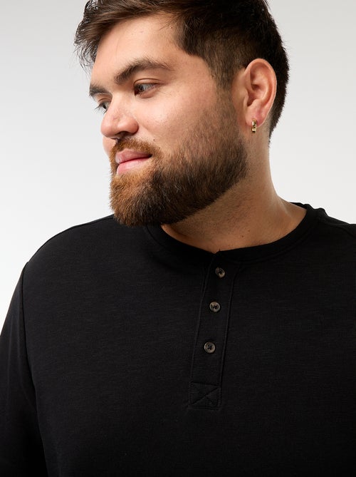 Camiseta de punto con mangas largas y cuello tunecino - Kiabi