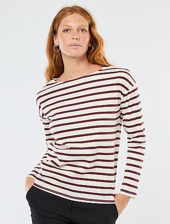 Camiseta de punto con mangas largas y estampado de rayas