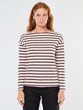 Camiseta de punto con mangas largas y estampado de rayas
