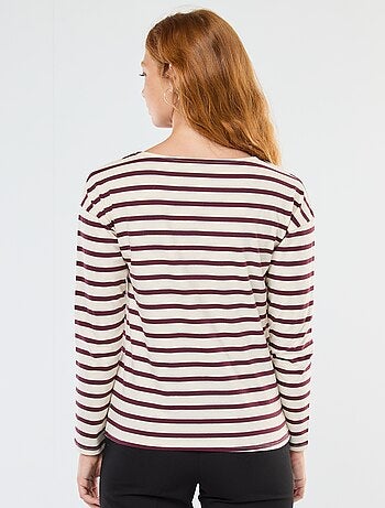 Camiseta de punto con mangas largas y estampado de rayas