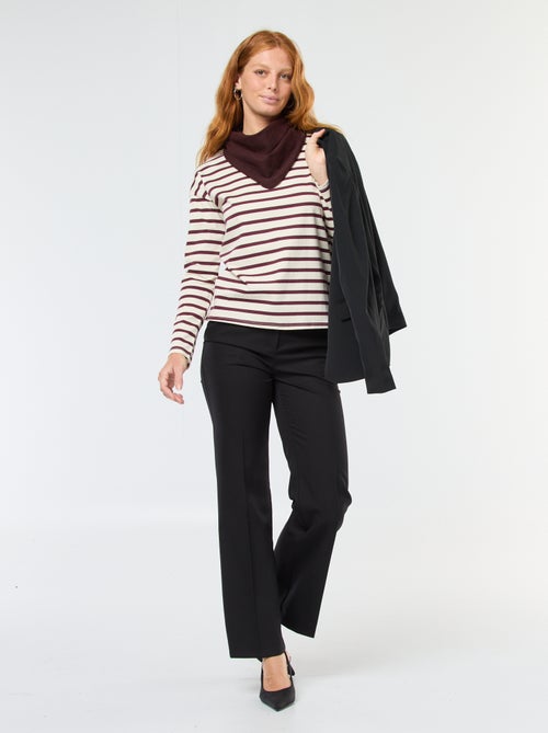 Camiseta de punto con mangas largas y estampado de rayas - Kiabi