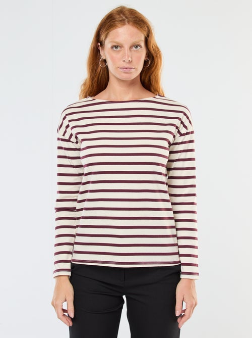 Camiseta de punto con mangas largas y estampado de rayas - Kiabi