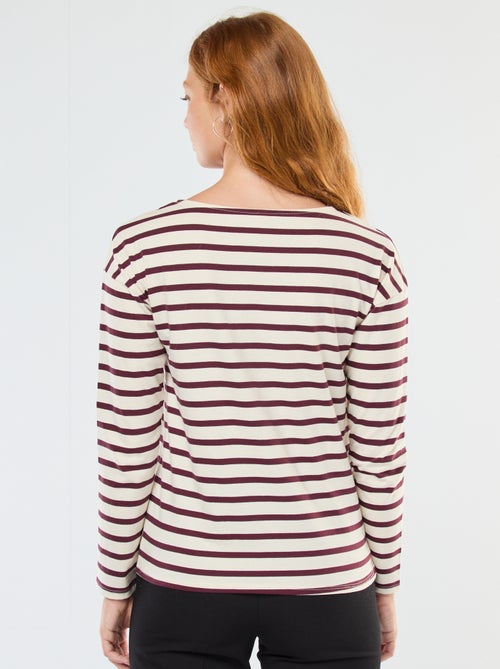 Camiseta de punto con mangas largas y estampado de rayas - Kiabi