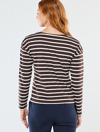 Camiseta de punto con mangas largas y estampado de rayas