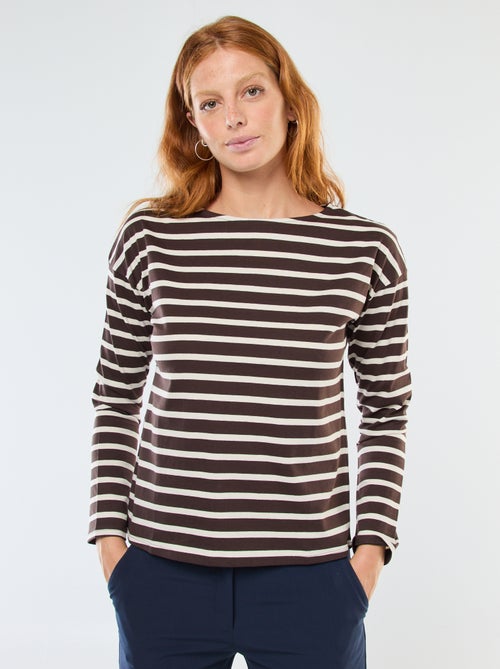 Camiseta de punto con mangas largas y estampado de rayas - Kiabi