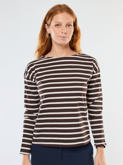 Camiseta de punto con mangas largas y estampado de rayas - Kiabi