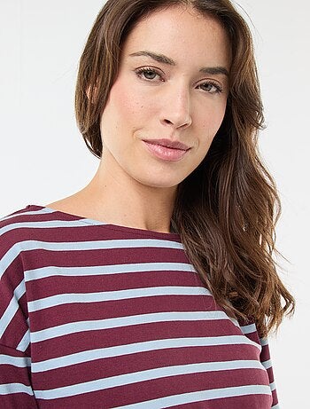 Camiseta de punto con mangas largas y estampado de rayas