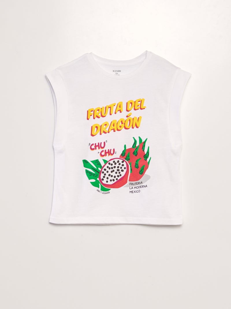 Camiseta de punto con mangas muy cortas BLANCO - Kiabi