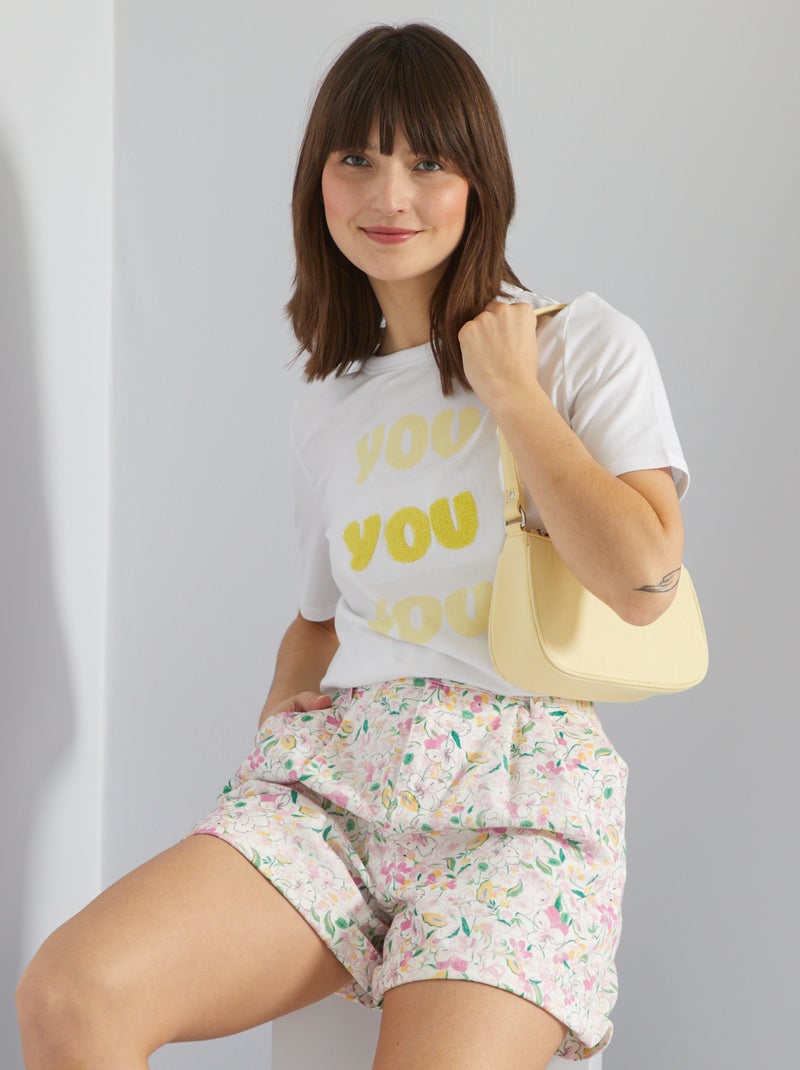 Camiseta de punto con mensaje estampado BLANCO - Kiabi