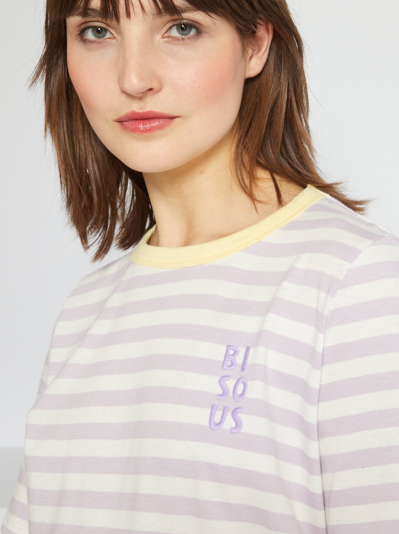 Camiseta de punto con mensaje estampado PURPURA - Kiabi