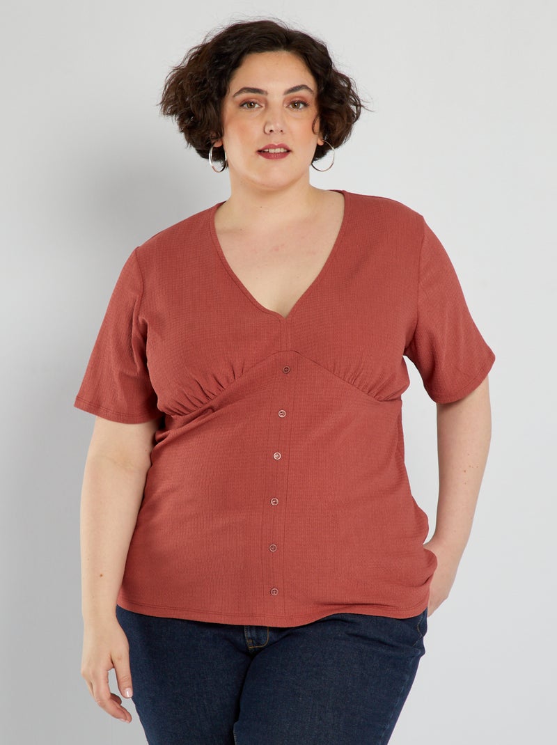 Camiseta de punto con relieve ROJO - Kiabi