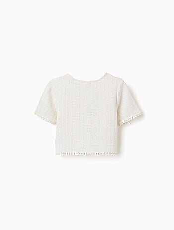 Camiseta de punto con ribete de croché