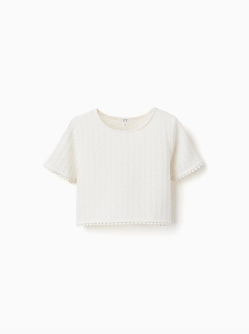 Camiseta de punto con ribete de croché - Kiabi Camiseta de punto con ribete de croché - Kiabi