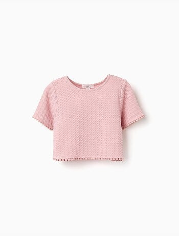 Camiseta de punto con ribete de croché