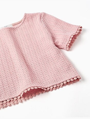 Camiseta de punto con ribete de croché