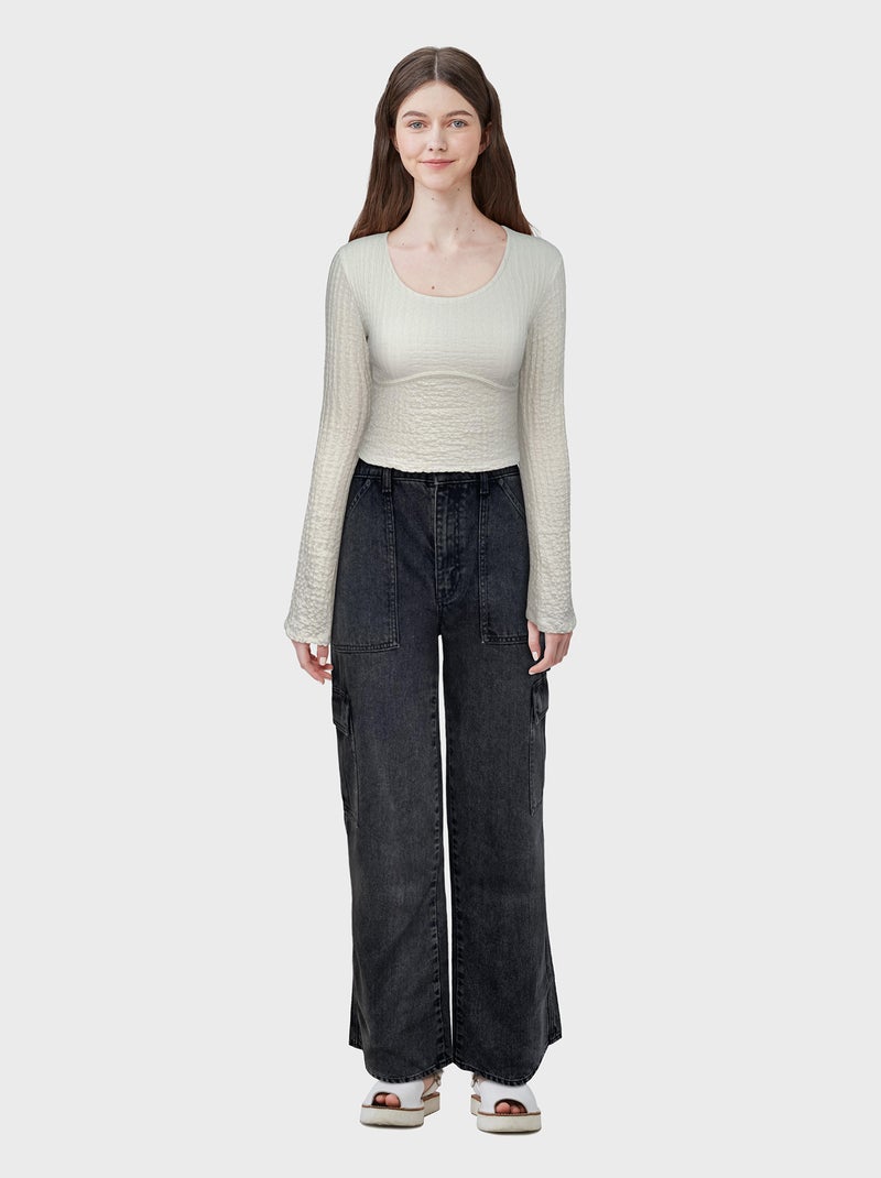 Camiseta de punto con textura BEIGE - Kiabi