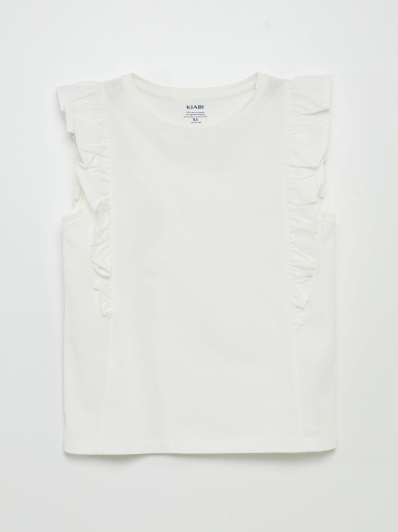 Camiseta de punto con volantes BLANCO - Kiabi