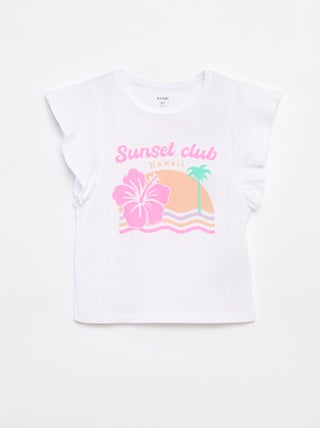 Camiseta de punto con volantes en las sisas