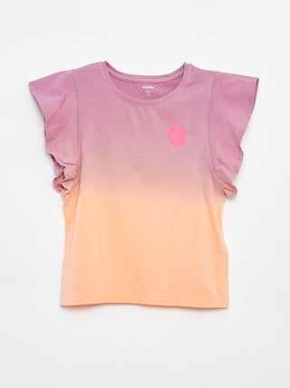Camiseta de punto con volantes en las sisas