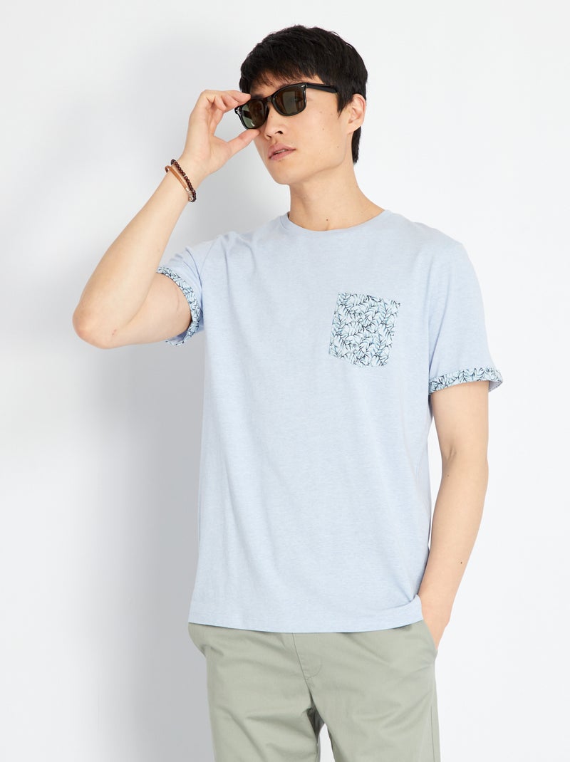 Camiseta de punto con vuelta de fantasía AZUL - Kiabi
