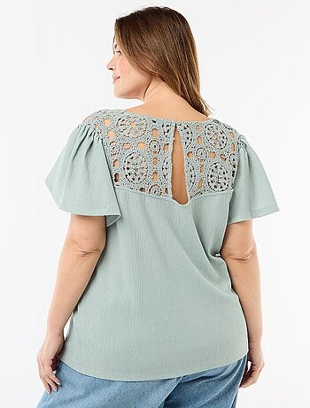 Camiseta de punto crepé y macramé