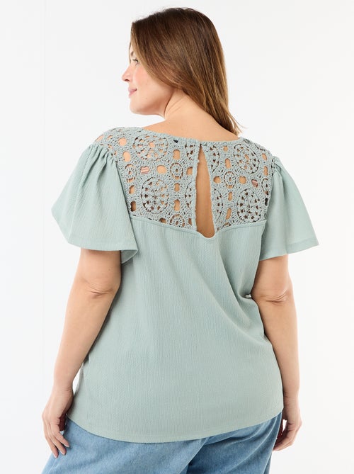 Camiseta de punto crepé y macramé - Kiabi