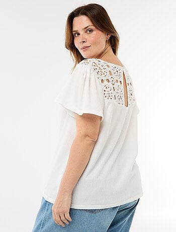 Camiseta de punto crepé y macramé