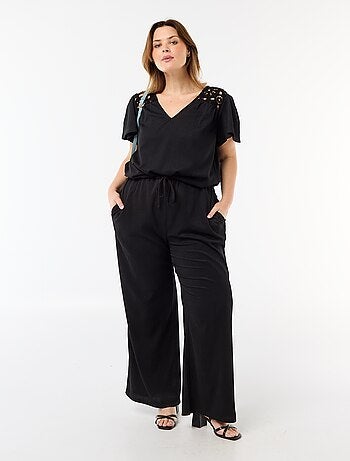 Camiseta de punto crepé y macramé