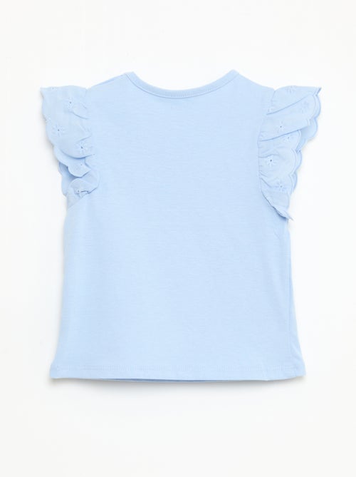 Camiseta de punto de algodón con mangas cortas de bordado inglés - Kiabi