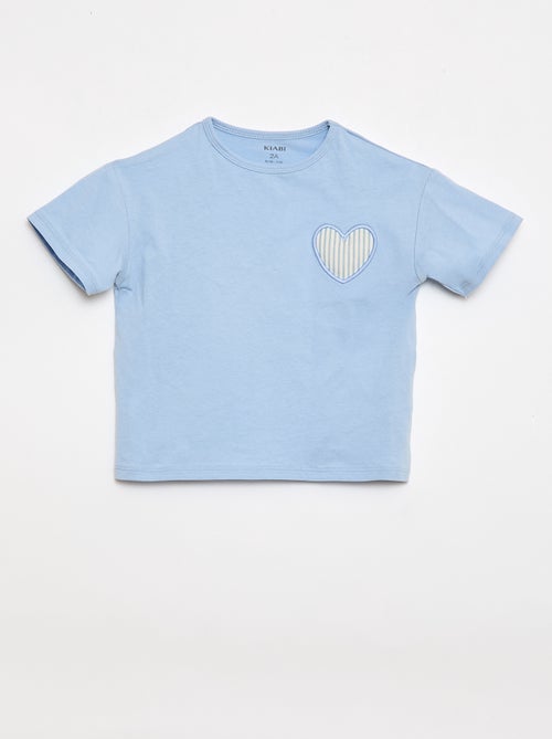 Camiseta de punto de algodón con parche de corazón - Kiabi