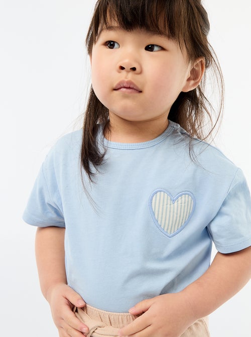 Camiseta de punto de algodón con parche de corazón - Kiabi