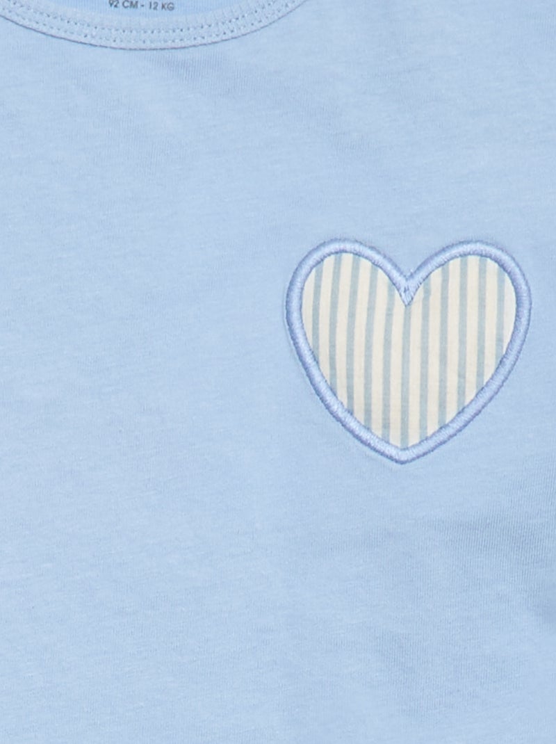 Camiseta de punto de algodón con parche de corazón Azul - Kiabi