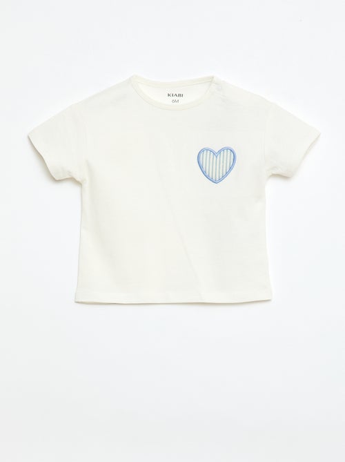 Camiseta de punto de algodón con parche de corazón - Kiabi