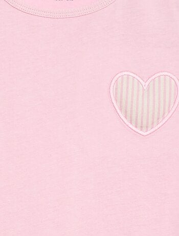 Camiseta de punto de algodón con parche de corazón