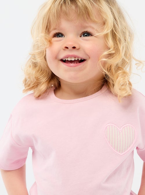 Camiseta de punto de algodón con parche de corazón - Kiabi