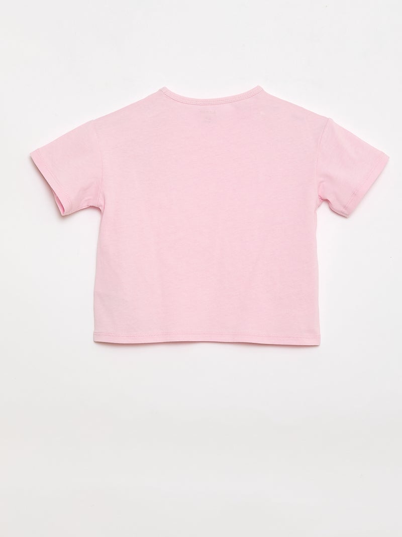 Camiseta de punto de algodón con parche de corazón Rosa - Kiabi