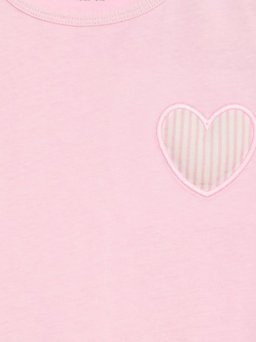 Camiseta de punto de algodón con parche de corazón - Kiabi