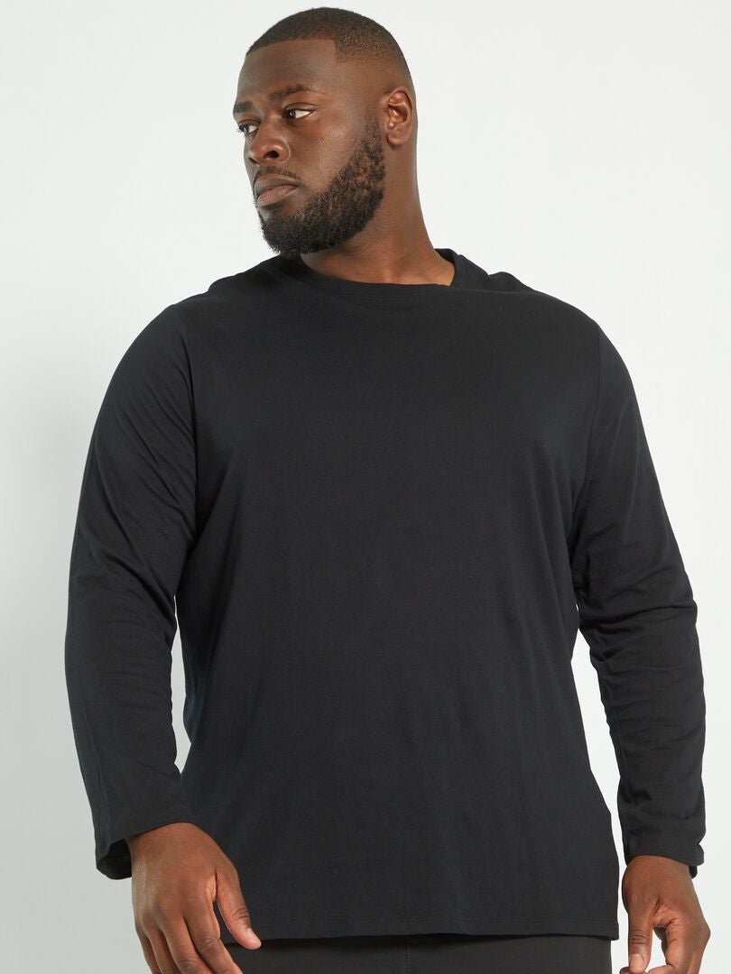 Camiseta de punto de algodón puro Negro - Kiabi