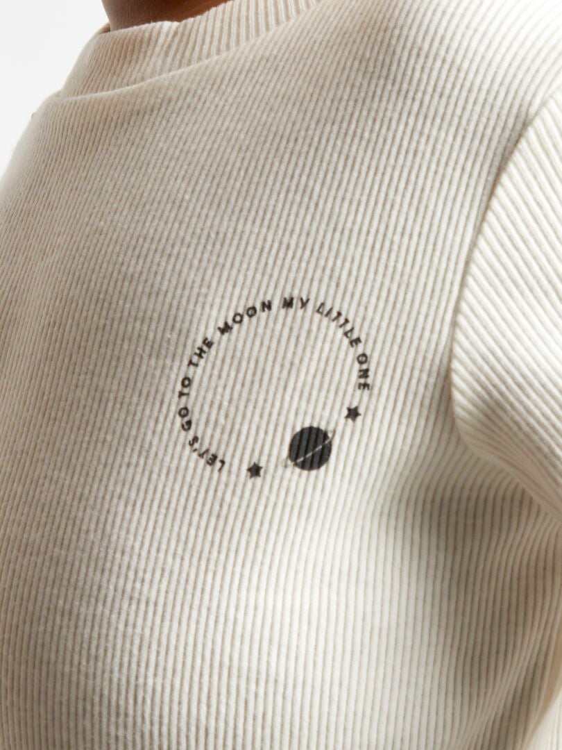 Camiseta de punto de canalé - blanco BLANCO - Kiabi