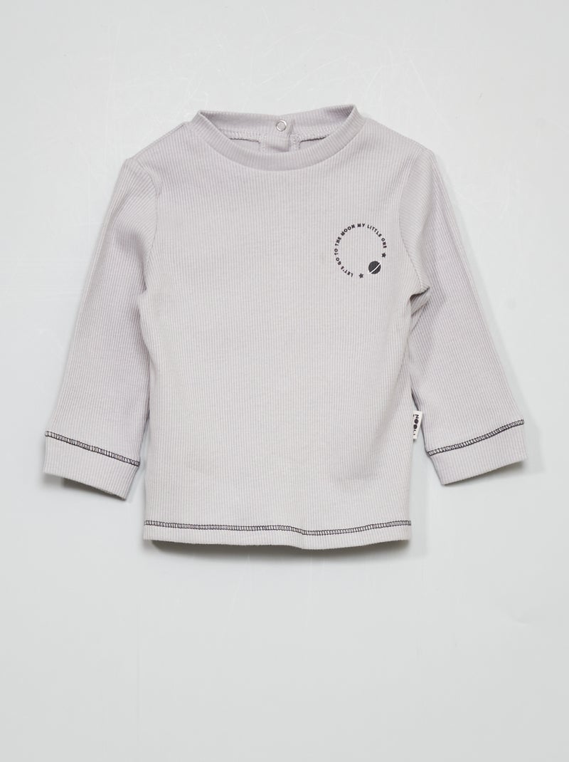 Camiseta de punto de canalé - gris GRIS - Kiabi