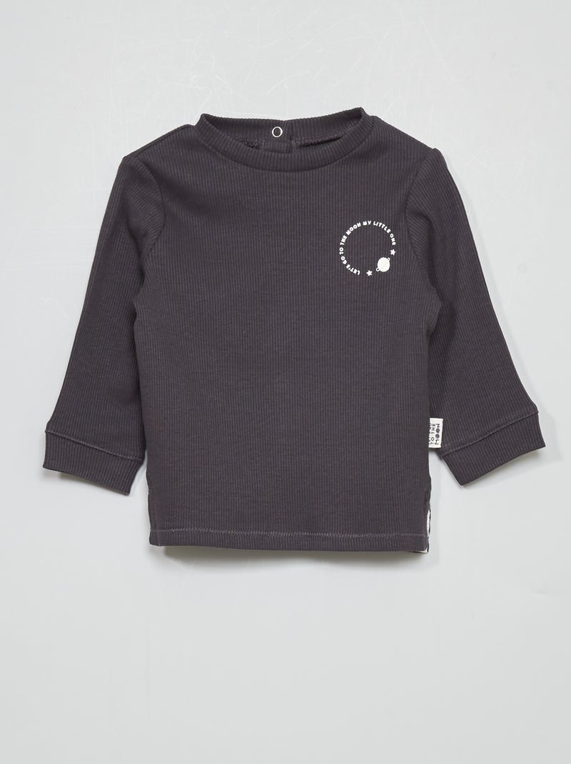 Camiseta de punto de canalé - gris GRIS - Kiabi