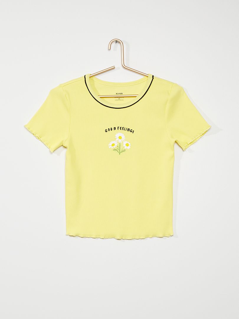 Camiseta de punto de canalé amarillo - Kiabi