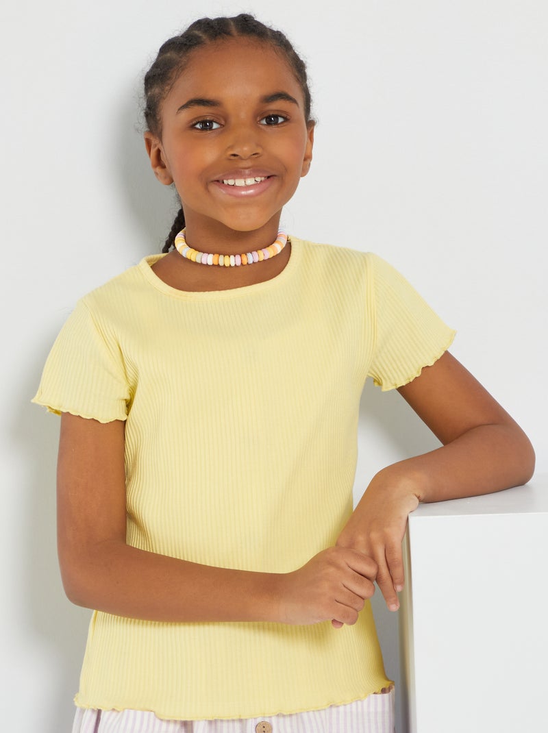 Camiseta de punto de canalé AMARILLO - Kiabi