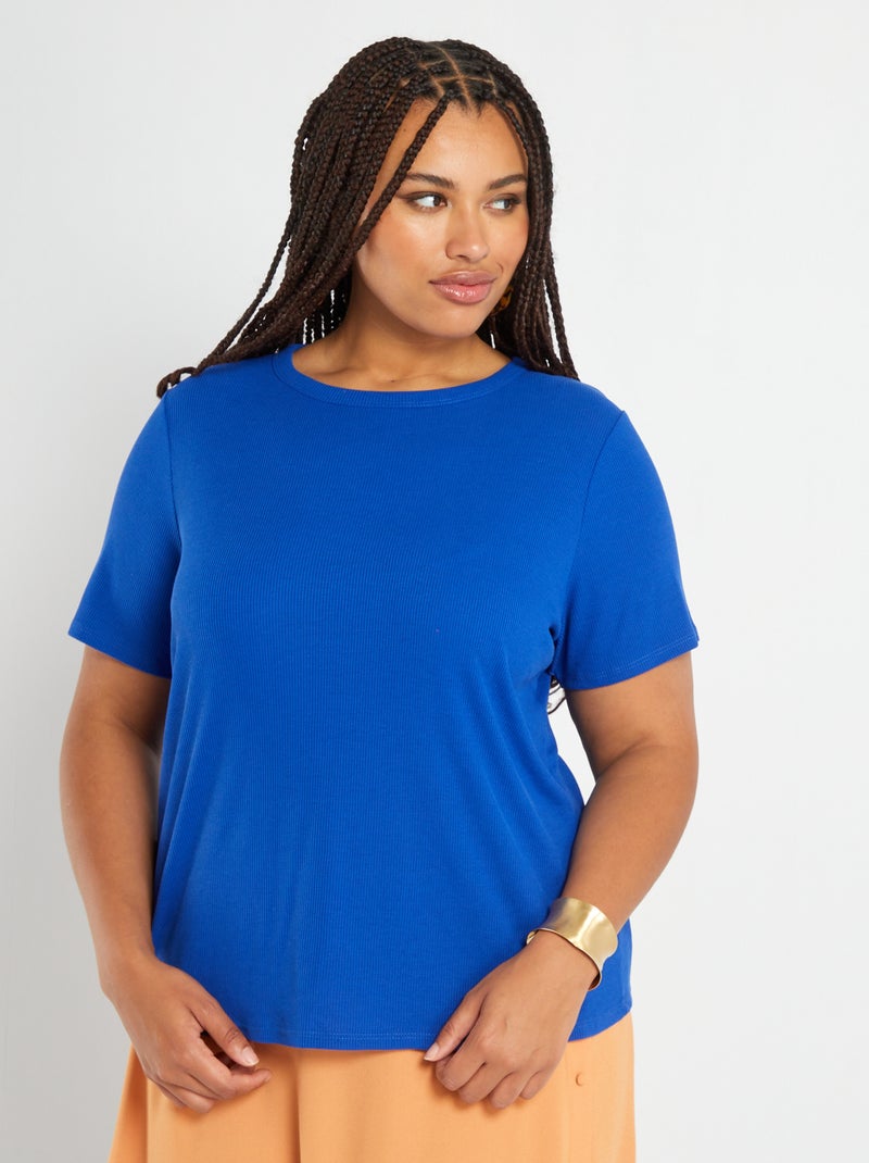Camiseta de punto de canalé AZUL - Kiabi