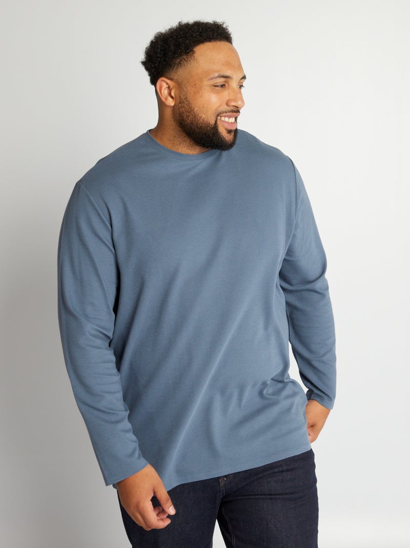 Camiseta de punto de canalé AZUL - Kiabi