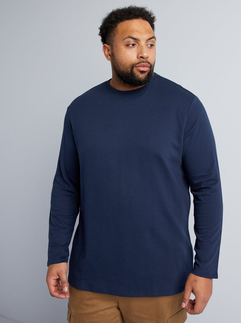 Camiseta de punto de canalé azul - Kiabi