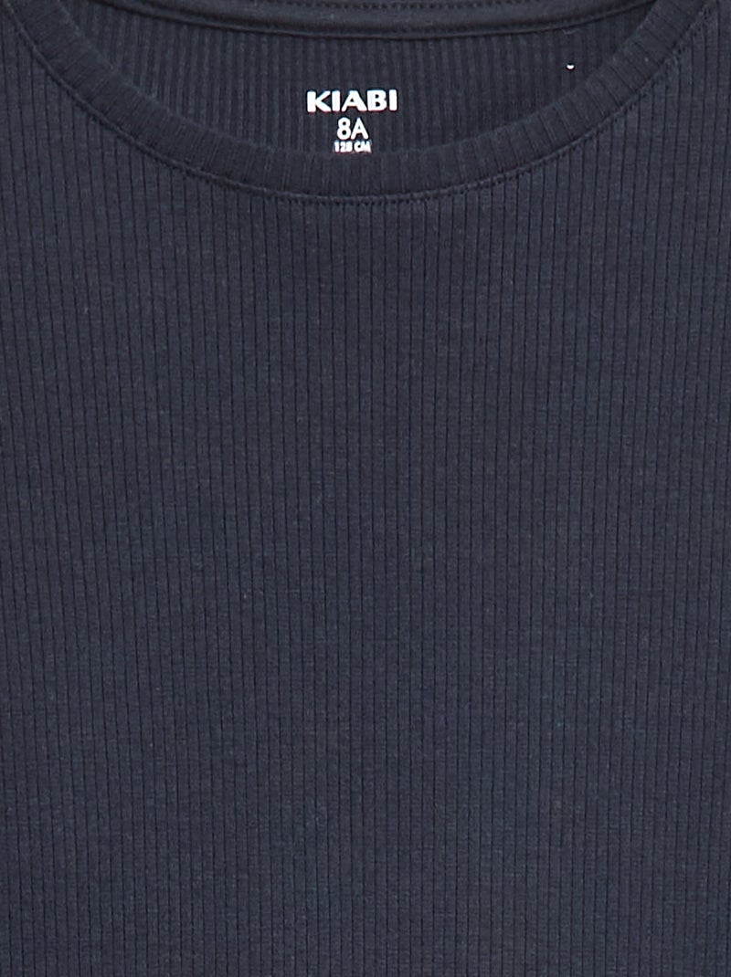 Camiseta de punto de canalé azul - Kiabi