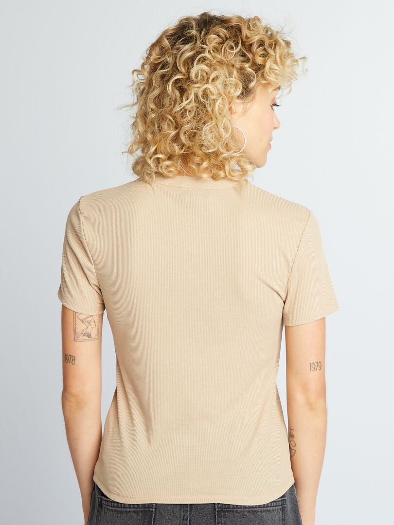 Camiseta de punto de canalé BEIGE - Kiabi