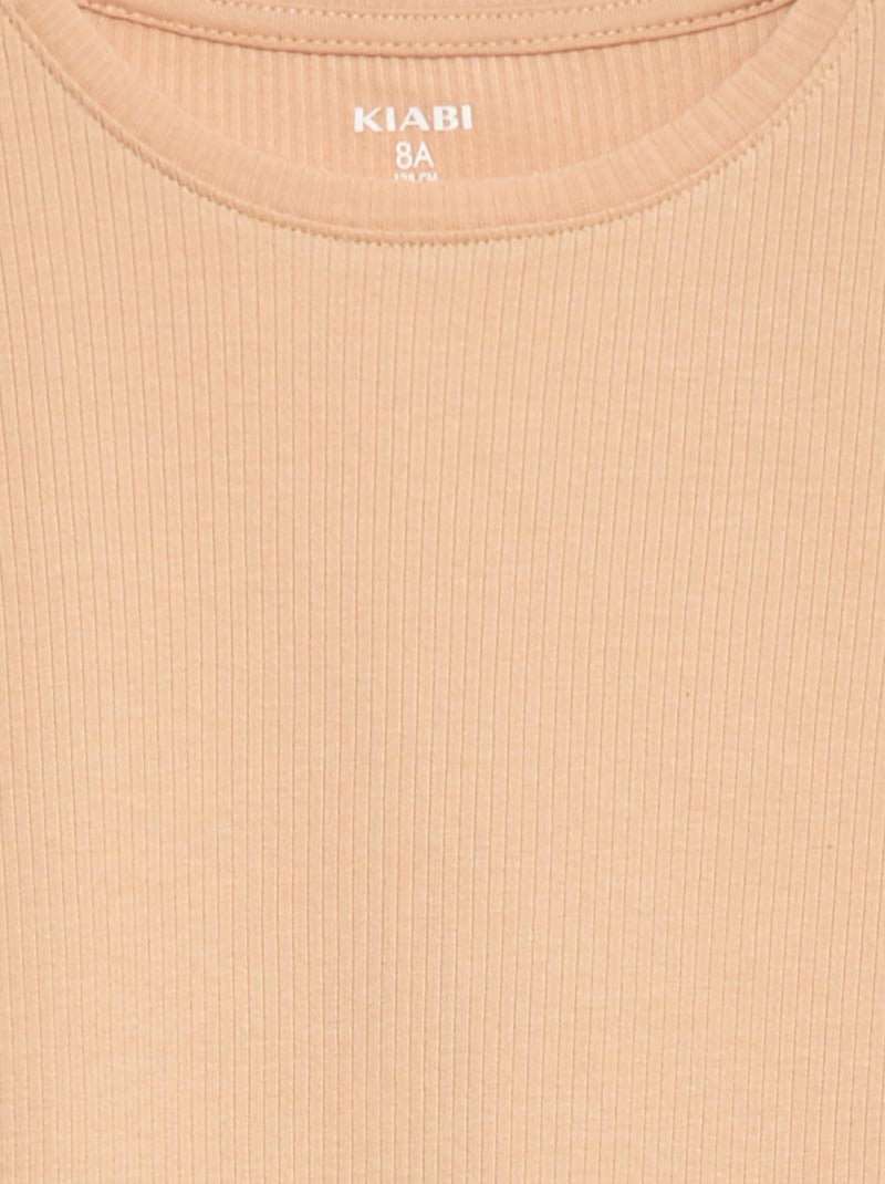 Camiseta de punto de canalé Beige - Kiabi